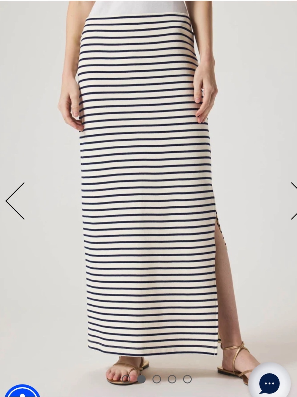NWT Splendid Women's Small
Whitney Stripe Skirt Maxi Ivory Navy Knit Side Slit